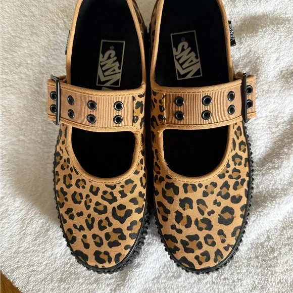 Vans Mary Jane Creeper Shoe Grunge Core Tan Leopard - Picture 2 of 7